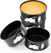 4 Pcs 6 Inch Non Stick Springform Pan With Removable Bottom Carbon Steel Pan For
