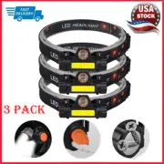 3PCS USB Rechargeable LED Headlamp Headlight Head Light Flashlight Waterproof.