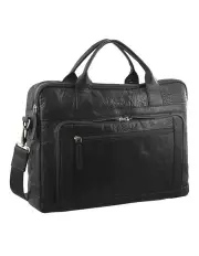 [PIERRE CARDIN] Rustic Leather Laptop Business Bag in Black