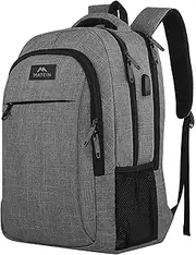 [MATEIN] Travel Laptop Backpack, Business Anti Theft Slim Durable Laptops Backpack with USB Charging Port, Water Resistant College School Computer Bag Gifts for Men & Women Fits 15.6 Inch Notebook, Grey