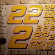 Yellow w/Pink & Matte Black #2's Racing Numbers Vinyl Decal Sheet 1/10-1/12