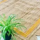 Jute Square Rug Natural Handmade Area Runner Scloop Design Carpet Living Room