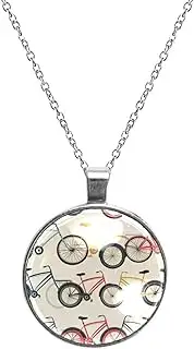[Diusye] Necklaces for Women, Many Bikes Print Stainless Steel Pendant Necklace Jewelry Birthday Anniversary Wife Girls Friends Gift