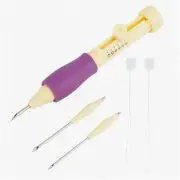 StitchMaster Deluxe Embroidery Kit - Needle Punch Pen, Threaders, and 3 Needle S
