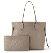 Louis Vuitton Neverfull Tote MM Dune Empreinte Leather Monogra M45686 Beige Grey