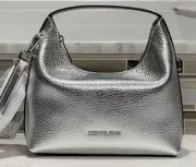 MICHAEL KORS EMBER SMALL MESSENGER CROSSBODY BAG SHOULDER MK SILVER LEATHER