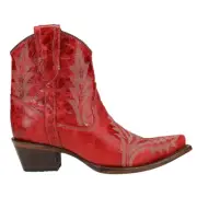 Corral Boots Embroidered Snip Toe Cowboy Booties Womens Red Casual Boots L5704