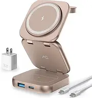 5-in-1 Wireless Charger for Magsafe, AC ISLAND Travel Charging Station for Apple, 15W Snap Magnetic Multi Charging Stand Pad Dock for iPhone 16/15/14/13 Apple Watch AirPods 2/3 (with 35W GaN Adapter)