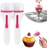 DIDnDID Cake Batter Dispensing Spoon One Touch Slide Button Cupcake Scoop Kitchen Flour Dispenser Spoon DIY Cupcake Batter Spoon, Home Batter Dispenser Baking Tool, Dishwasher Safe & BPA Free (2Pcs)