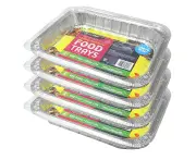 8pc Topchef Home Kitchen Disposable Aluminium Foil Tray With Plastic Lid