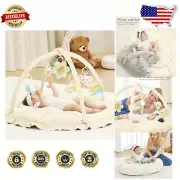 Large Reversible Baby Play Mat - Portable Tummy Time Gym with 5 Detachable Toys