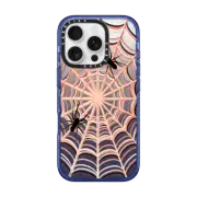 iPhone 16 Pro Impact Case MagSafe Compatible HALLOWEEN SPIDER WEB 4, SPOOKY SPIDERS CORAL PEACH SCARY INSECTS CREEPY BUGS TRANSPARENT