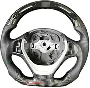 Real Carbon Fiber Manual Car Steering Wheel，Compatible With BMW F30 F35 F20 F22 F32 320 328 328i 335(No Paddle Shifters)(LED - B)