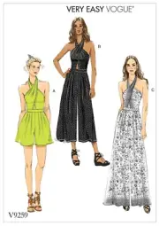 VOGUE SEWING PATTERN 9259 MISSES 6-14 EASY CRISS CROSS HALTER NECK JUMPSUITS