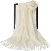 [Zercart] Wedding Shawls and Wraps for Women Wool Wrap Shawl with Tassels, Soft Large Pashmina Scarfs for Wedding Evening Party Prom Shawl, Cream Color, One Size