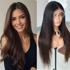 Dark Brown Blonde Jewish Wig Human Hair with Bangs Straight Ombre Brown Brazi...