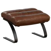 Lanna Footstool Leather Vintage Whiskey