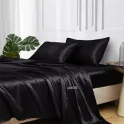 Luxury Black Bed Sheet Sets Mulberry Silk Bedding Set Fitted Sheet Flat Sheet