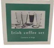 Pier 1 Irish Coffee Or Eggnog Mugs/Cups 4 Glass with Handle Discontinued