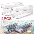 2PCS 2 Tiers Can Dispenser Drink Beer Beverage Storage Rack Fridge Holder Shelf
