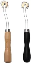Leadigol Wooden Handle Tracing Wheel Craft Sewing Tool,Crimping Wheel Point Cloth Wheel Perforator Lace Cutter Tailor Tools DIY Tool Perforating Tool Tracing Wheel for Making Boxes Cardboard