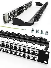 Enmane 48Port Blank Keystone Rackmount & Wall Mount 1U 19-inch Network Patch Panel with Cable Management (No Cable Tie Required), RJ45 Keystone Gigabit Network