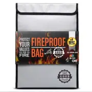 Fireproof Document Bag Legal Size: 15" x 11" [2000°F UL Certified] Protect Bi