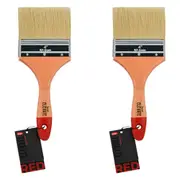 2x Jasart Elevate Red Hog Art Painting Flat Nylon Mix Brush 4"/100mm WHT Bristle