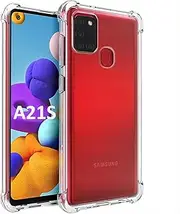 [USTIYA] for Samsung Galaxy A21S Case Clear TPU Four Corners Cover Transparent Soft