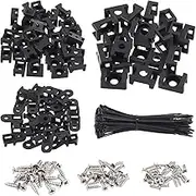 Glarks 360Pcs Black Cable Tie Base and Cable Zip Ties with Mounting Screws Set, 120Pcs 3MM 4MM 6MM Saddle Type Mount Wire Holder and 120Pcs 6 Inch Self-Locking Cable Tie with 120Pcs Pan Head Screws