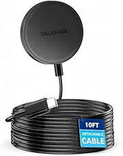 Galvanox Long Wireless Charger, Compatible with MagSafe (10 Foot Cable) Magnetic 15W Fast Charging Pad for iPhone with Flexible, Removable Cord (Black)