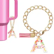 Letter Charm for Stanley Tumbler Cup Initial A Charm Accessories Keychain Pink