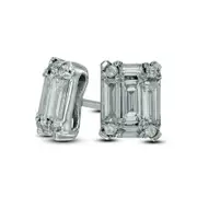 0.33 CT. T.W. Baguette Diamond Rectangular Stud Earrings in 14K White Gold