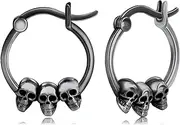 [Midir&Etain] Gothic Skull Earrings 925 Sterling Silver Punk Skeleton Hoop Earrings Gothic Jewellery Halloween Gifts for Women Girls