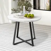 Livsip Outdoor Dining Marble Table 90cm Furniture Patio Garden Bistro Desk Black