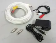 CCTV Microphone Kit for Security System, 100FT White Cable, Adapter, MIC