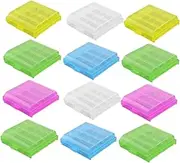 CONGARTENO 20 Pcs Transparent Battery Organizer Storage Case Holder for Aa AAA Batteries Lightweight Easy to Carry Design for Quick Access Leakproof Protection Random Color