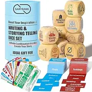 Garybank Inspiration Writing Dice - W/13 Writing Prompt Cards and 200 Character & Event Cards - Writing/Storytelling Game for kid, Writer & Teachers - Creation Set of 9 Story Cubes - Gifts for Writers