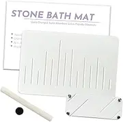 Enkis - Stone Bath Mat, All Natural Diatomite Stone Mat for Bathroom, Non-Slip Quick Drying Chemical-Free 39 * 60CM Stone Bath Mat&25 * 10CM Stone Drying Tray(White)