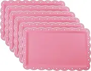 Set of 6 Plastic Serving Trays Food Tray - 14" x 9" Rectangle Serving Platter for Party Cafeteria Kitchen Restaurant, Small Flat Trays for Dessert Fruit Cookie Snack (6, Pink)