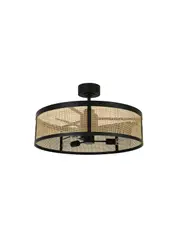 Cessna 3 Light DC Fan in Black with 700mm Rattan Shade