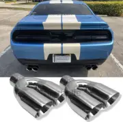2PCS 2.5" Inlet 3.5'' OUT Exhaust Tips Dual Wall For 2015-2023 Dodge Challenger