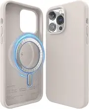 [elago] Magnetic Silicone Case Compatible with iPhone 14 Pro Max Case (6.7"), Compatible with MagSafe All Accessories, Built-in Magnets, Premium Liquid Silicone, Protective Cover (Stone)
