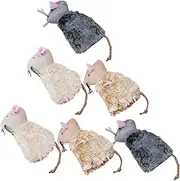 Abaodam 6Pcs Plush Mouse for Cats Interactive Chewing Cat Durable Plush Mice Chew Engaging Play Supplies Cat Furniture Protector