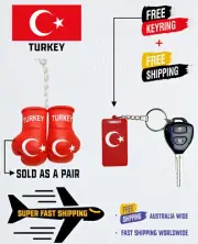 TURKISH FLAG , TURKEY , BUY 1 PAIR MINI BOXING GLOVES & GET 1 FREE KEYRING