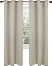 [Deconovo] Room Darkening Thermal Insulated Blackout Grommet Window Curtain Panels Sets of 2 for Living Room Light Beige 42x63 Inch