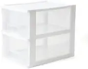 Gonice Small White 2 Drawer Organizer, Desktop Plastic Drawer Storage Organizer for Home, Office