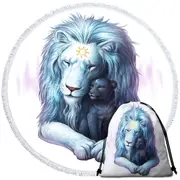Child of Light Sun Moon Cub and Lion Round Beach Towel