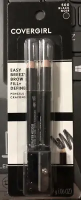 1 BRAND NEW Covergirl Easy Breezy Brow Fill+Define Pencil 2-pcs #500 Black