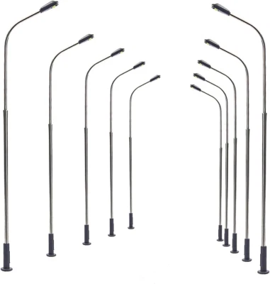 10Pcs Model Railway Train Lamp Post Street Bright White Lights HO OO Scale Leds